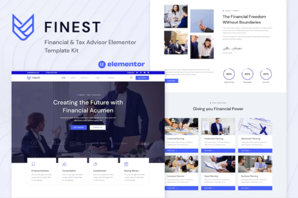 Finest – 财务和税务顾问 Elementor 模板套件-极客小站