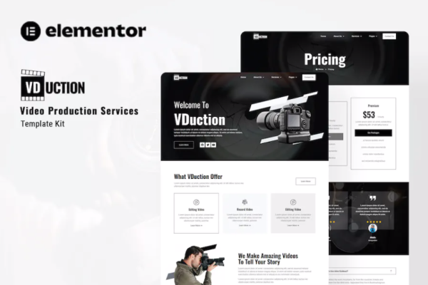 VDuction – 视频制作服务 Elementor 模板套件-极客小站