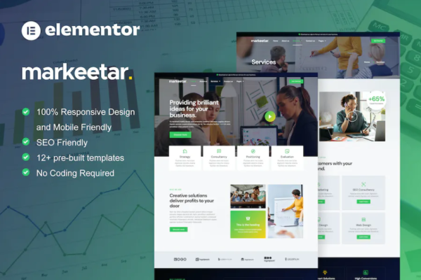 Markeetar – 数字营销机构 Elementor Pro 模板套件-极客小站