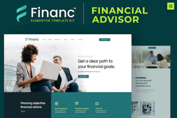 Financ – 财务顾问 Elementor 模板套件-极客小站