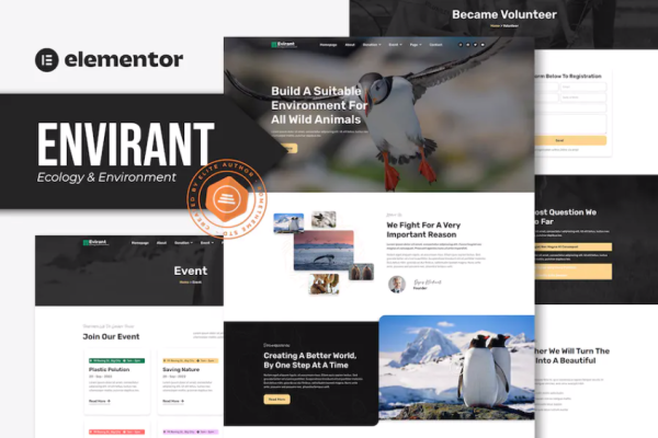 Envirant – 生态与环境 Elementor Pro 模板套件-极客小站