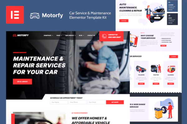 Motorfy – 汽车服务和维护元素模板套件-极客小站