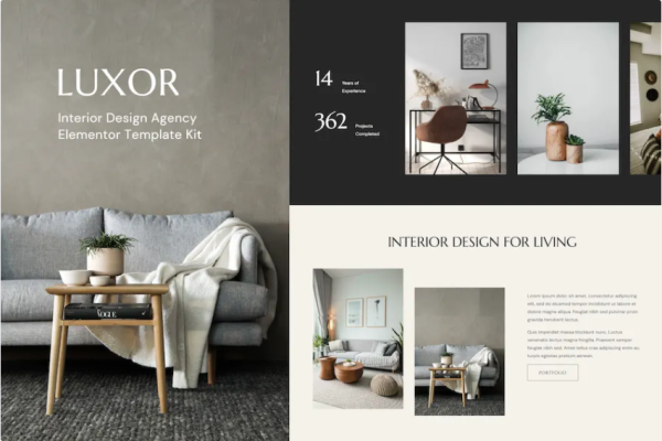 Luxor – 室内设计机构 Elementor 模板套件-极客小站
