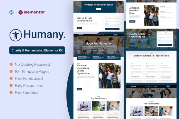 Humany – Charity Elementor Pro 模板套件-极客小站