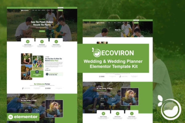 Ecoviron – 生态与环境慈善 Elementor Pro 模板套件-极客小站