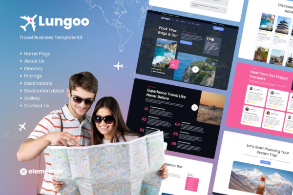 Lungoo – 旅游业务元素模板套件-极客小站