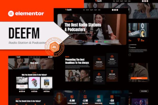 DeeFM – 广播电台和 Podcaster Elementor Pro 模板套件-极客小站
