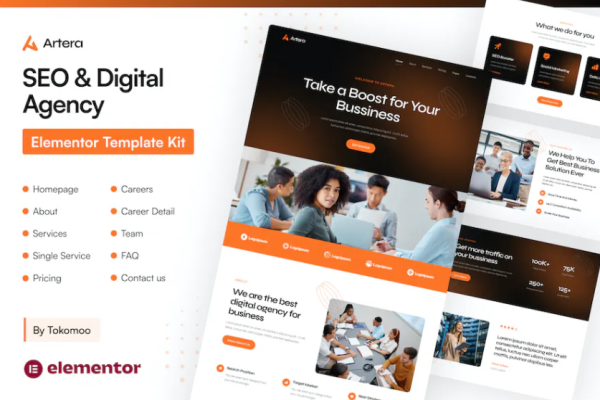 Artera – SEO 和数字代理 Elementor Pro 模板套件-极客小站
