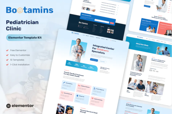 Bootamins – 儿科医生诊所模板套件-极客小站