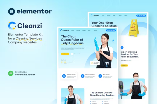 Cleanzi – 清洁服务 Elementor 模板套件-极客小站