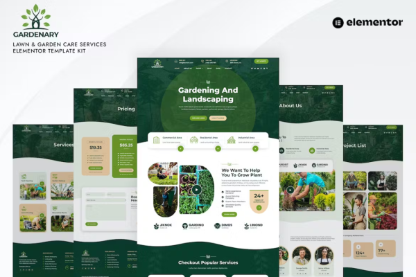 Gardenary – 草坪花园护理服务 Elementor 模板套件-极客小站