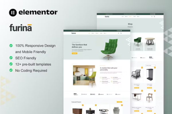 Furina – 家具店 WooCommerce Elementor Pro 模板套件-极客小站