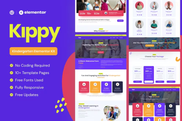 Kippy – 幼儿园 Elementor Pro 模板套件-极客小站