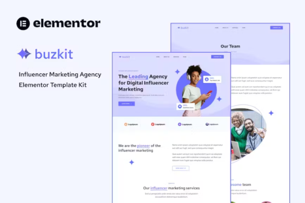 Buzkit – 有影响力的营销机构 Elementor 模板套件-极客小站