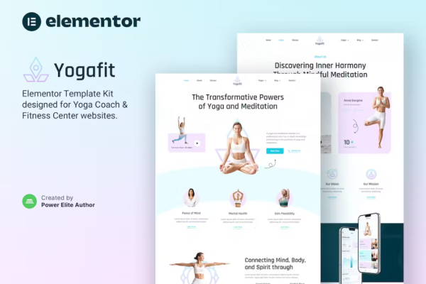 Yogafit – 瑜伽和冥想老师 Elementor 模板套件-极客小站
