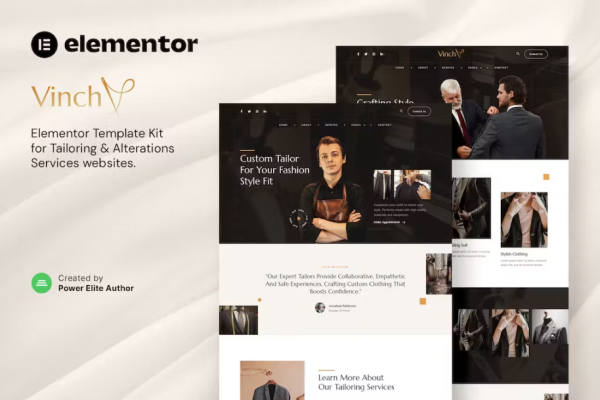 Vinch – 专业剪裁和改造服务 Elementor 模板套件-极客小站