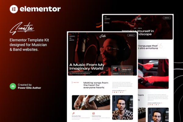 Sinatra – 音乐家和乐队 Elementor 模板套件-极客小站