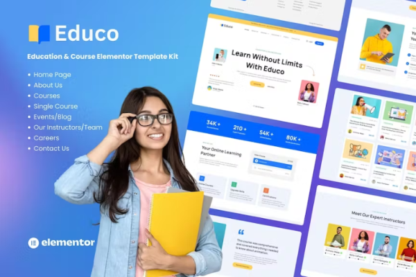 Educo – 教育和在线课程元素模板套件-极客小站