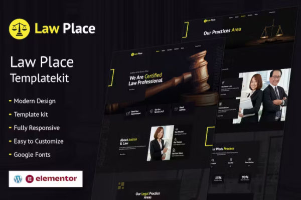 Law Place – 法律和律师事务所 Elementor 模板套件-极客小站