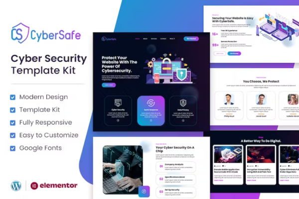 CyberSafe – 网络安全服务元素模板套件-极客小站