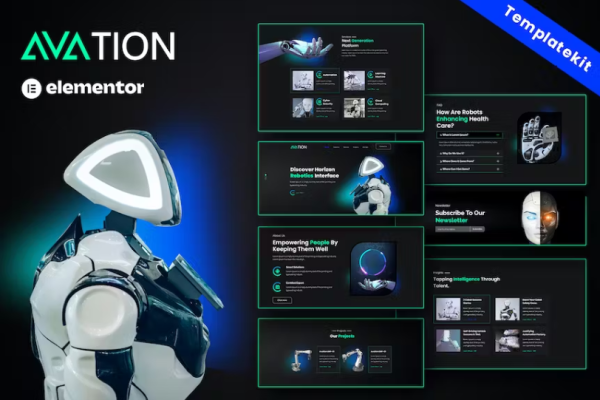 AVATION – 机器人与人工智能 Elementor 模板套件-极客小站
