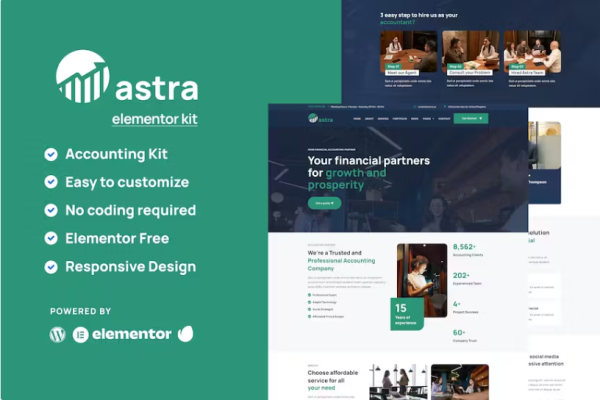 Astra – 业务咨询 Elementor 模板套件-极客小站