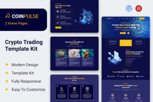 Coinpulse – 加密货币和交易元素模板套件-极客小站