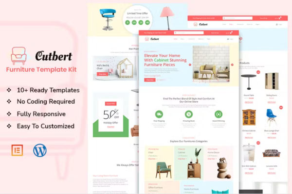 Cutbert – 家具店 Elementor 模板套件-极客小站