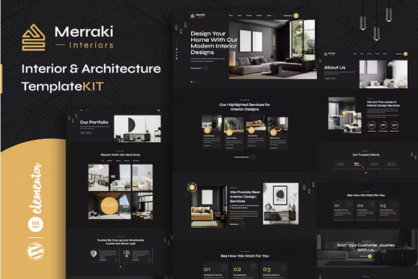 Merraki-室内与建筑元素Elementor模板套件-极客小站