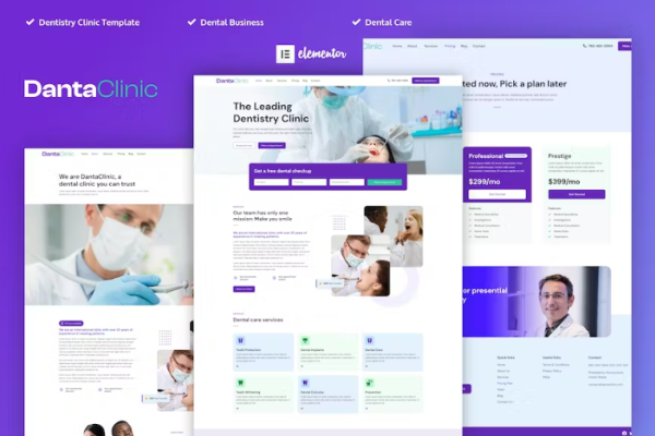 Danta Clinic – 牙医和牙科诊所Elementor Pro模板套件-极客小站