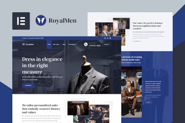RoyalMen-定制西装Elementor Pro模板套件-极客小站