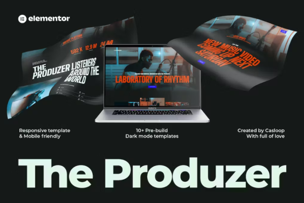 The Produzer – 音乐和乐队 Elementor 模板套件-极客小站