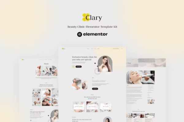 Clary – 美容诊所 Elementor 模板套件-极客小站