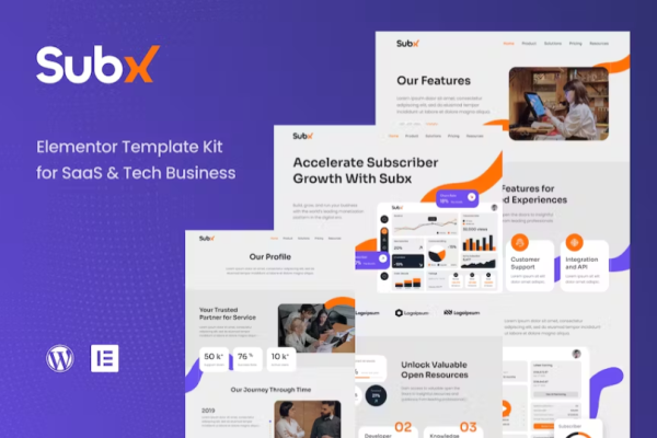 Subx – SaaS 和技术业务 Elementor 模板套件-极客小站