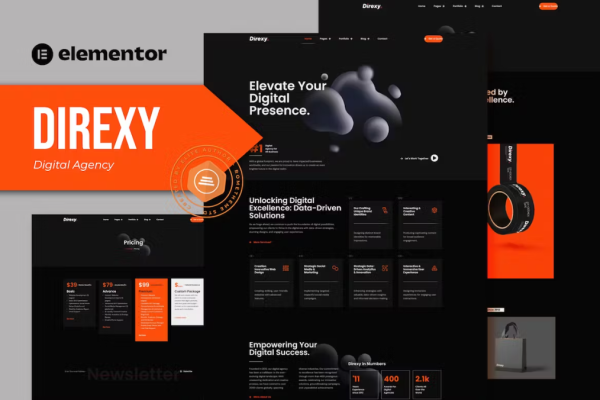 Direxy – 数字代理 Elementor Pro 模板套件-极客小站