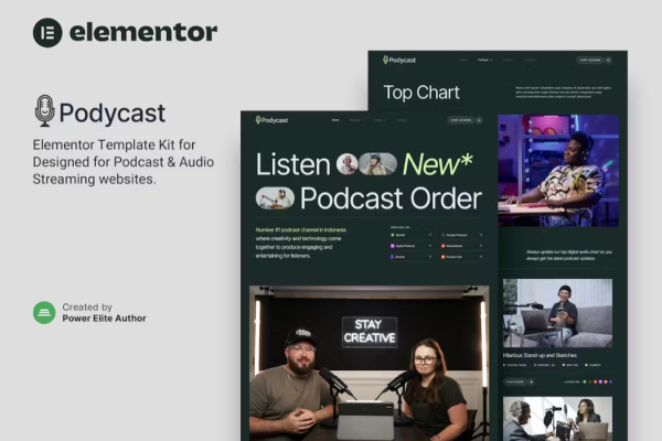 Podycast – 播客和音频流 Elementor 模板套件-极客小站