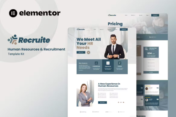 Recruite – 人力资源和招聘 Elementor 模板套件-极客小站