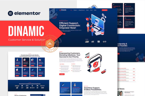 Dinamic – 客户服务和解决方案 Elementor Pro 模板套件-极客小站