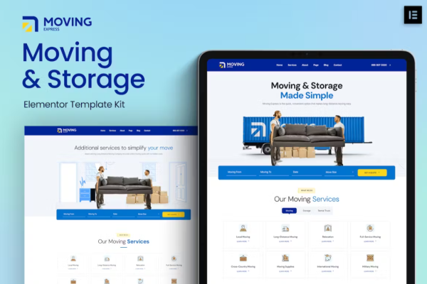 MovingExpress – 搬家和仓储公司 Elementor 模板套件-极客小站