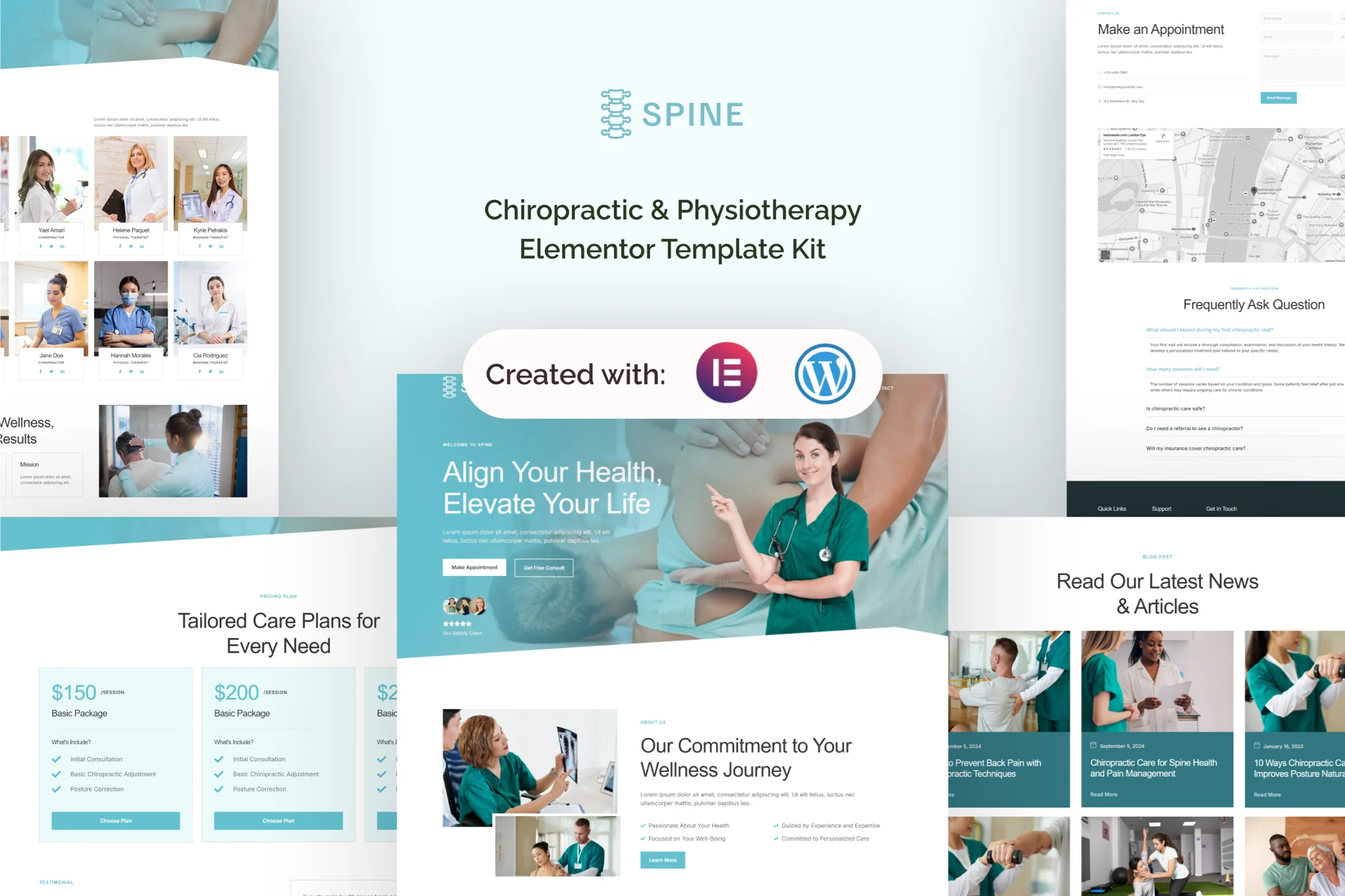 spine – 脊椎按摩和物理治疗 Elementor 模板套件-极客小站