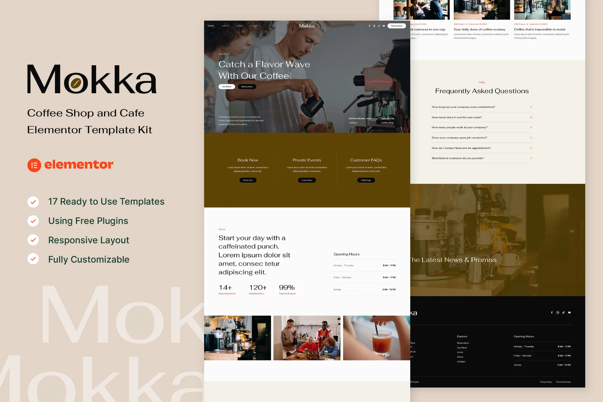 Mokka – 咖啡店和咖啡馆 Elementor 模板套件-极客小站