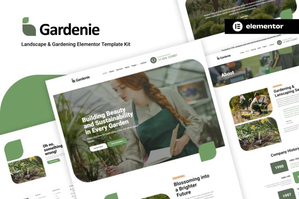 Gardenie – 景观和园艺 Elementor 模板套件-极客小站