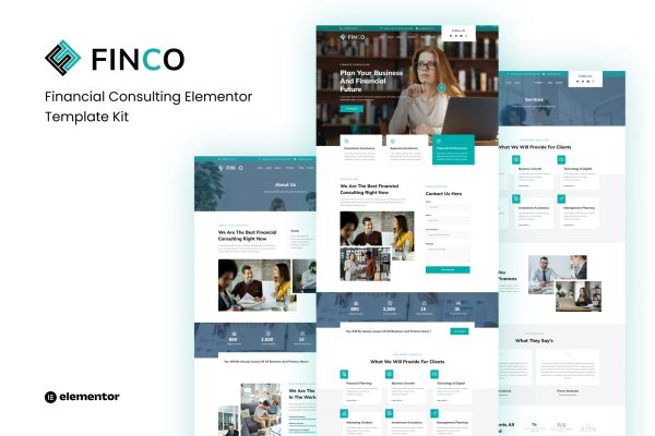 Finco – 财务咨询 Elementor 模板套件-极客小站