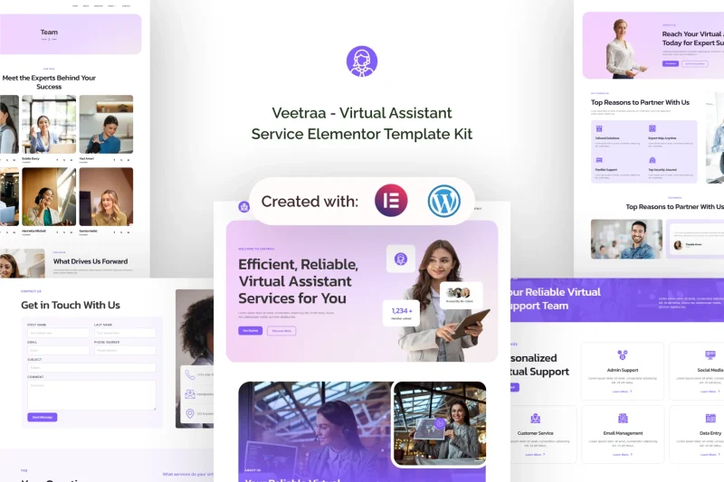 Veetraa – 虚拟助理服务 Elementor 模板套件-极客小站