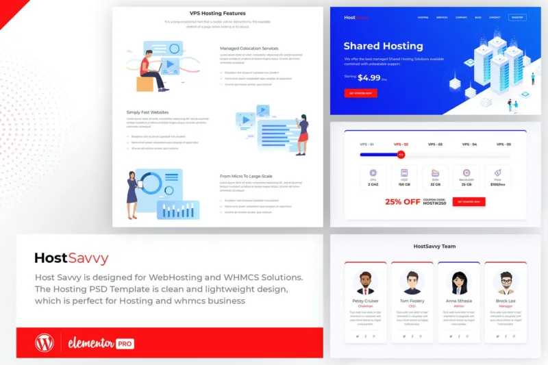 HostSavvy – 虚拟主机 Elementor Template Kit-极客小站