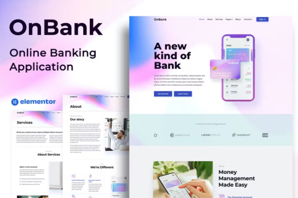 OnBank – 网上银行和汇款 – Elementor Kit-极客小站