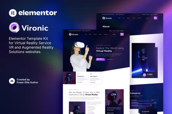 Vironic – 增强和虚拟现实服务 Elementor 模板套件-极客小站