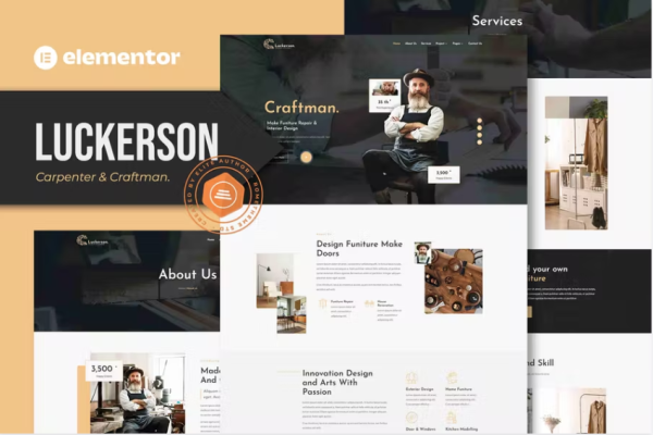 Luckerson – Carpenter & Craftman Elementor 模板套件-极客小站