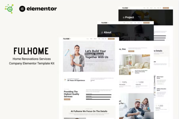 Fulhome – 家居装修和维修公司 Elementor Pro 模板套件-极客小站