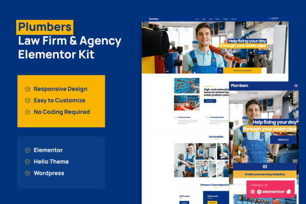 Plumber – Company & Business Elementor Pro 模板套件-极客小站